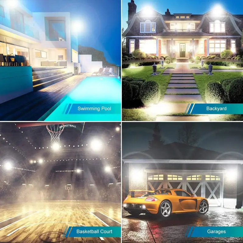 Triple-Pack 200W High-Lumen LED Flood Lights – IP66-Rated Outdoor Security Lighting, 22,800 Lumens, 5000K Daylight White