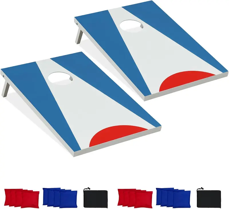 Triple-Pack Compact Cornhole Game Set—24" Boards and Eight High-Quality Bean Bags for Portable Play