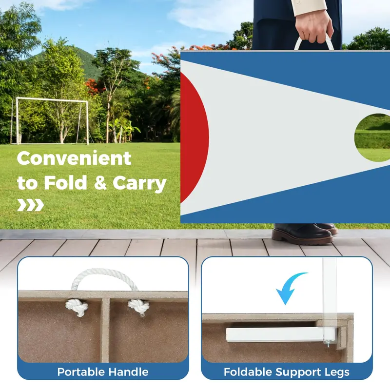 Triple-Pack Compact Cornhole Game Set—24" Boards and Eight High-Quality Bean Bags for Portable Play