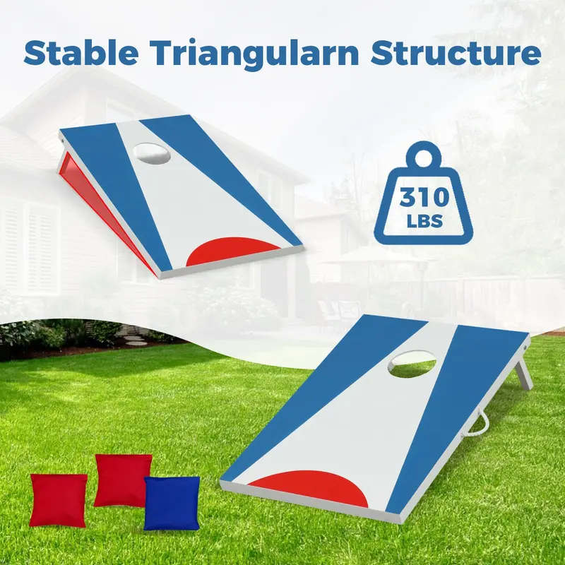 Triple-Pack Compact Cornhole Game Set—24" Boards and Eight High-Quality Bean Bags for Portable Play