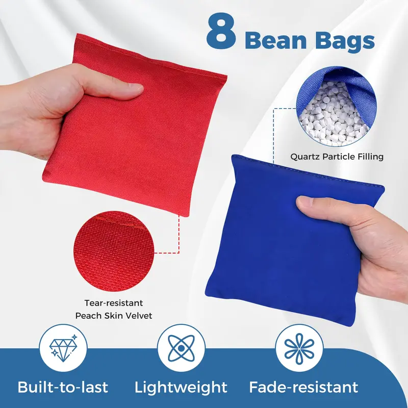 Triple-Pack Compact Cornhole Game Set—24" Boards and Eight High-Quality Bean Bags for Portable Play