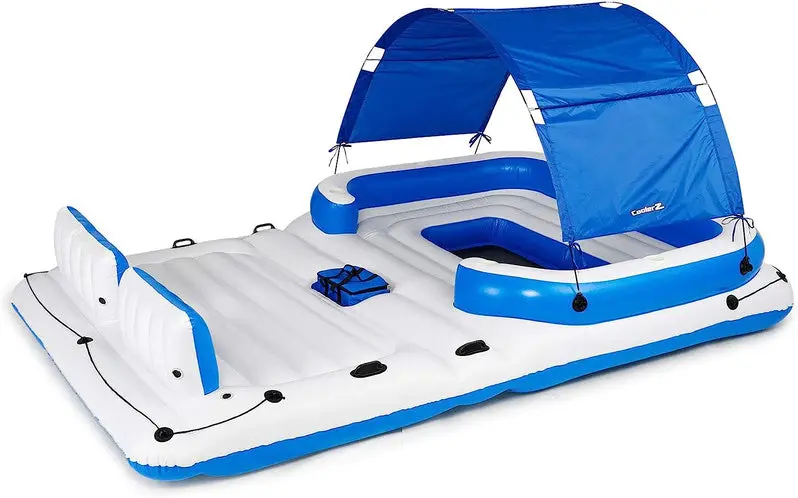 Tropical Breeze 6-Person Inflatable Floating Island Raft for Pools & Lakes