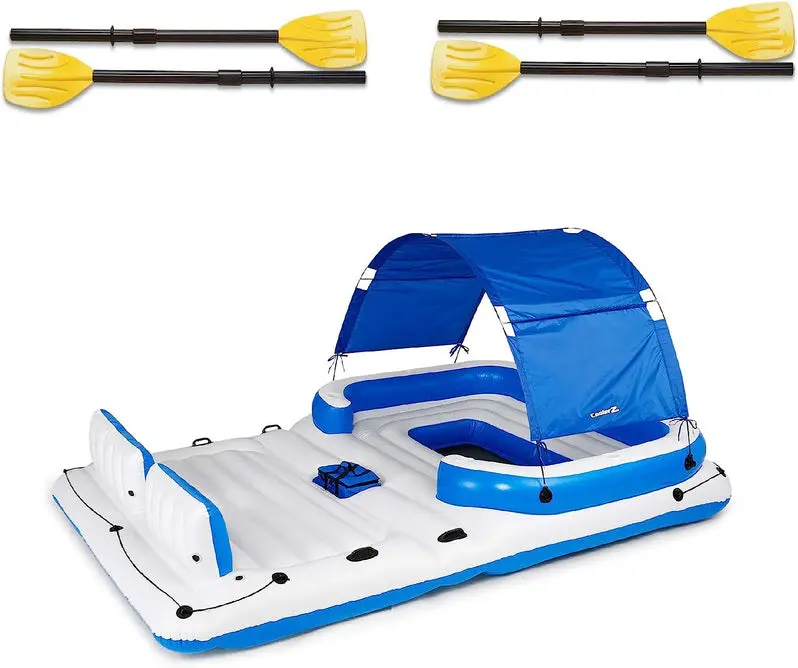 Tropical Breeze 6-Person Inflatable Floating Island Raft for Pools & Lakes