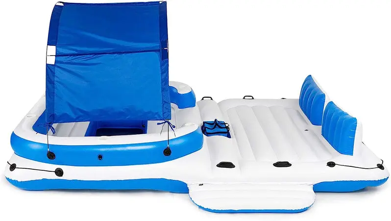 Tropical Breeze 6-Person Inflatable Floating Island Raft for Pools & Lakes
