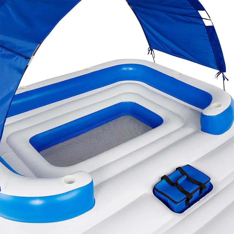 Tropical Breeze 6-Person Inflatable Floating Island Raft for Pools & Lakes