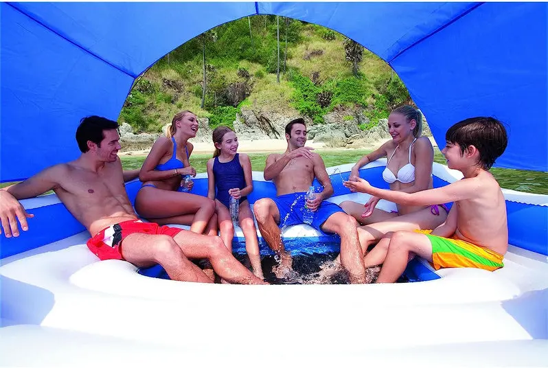 Tropical Breeze Oversized Inflatable Pool Raft – Comfort-Focused Floating Lounge for Summer Relaxation