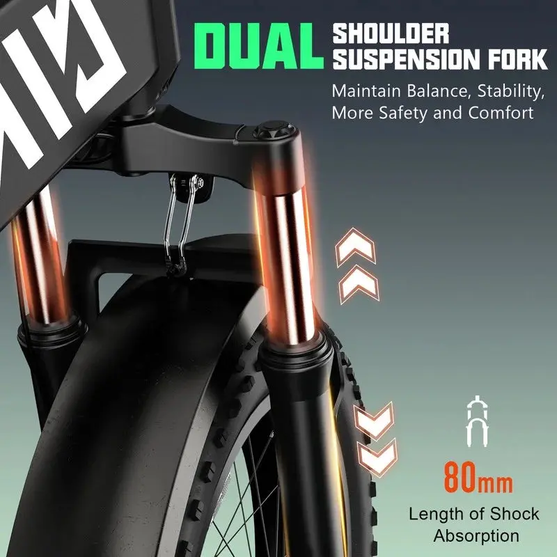 TST 4.0 Fat-Tire Foldable E-Bike – 750W Motor, 48V 13Ah Battery & LCD Display
