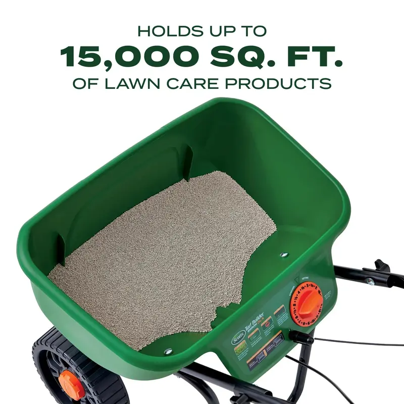 Turf Builder EdgeGuard DLX Broadcast Spreader – Precision-Calibrated, Ergonomic Design for Up to 15,000 Sq. Ft. Coverage