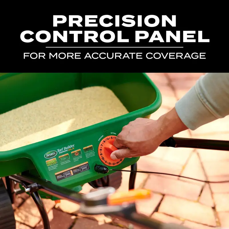 Turf Builder EdgeGuard DLX Broadcast Spreader – Precision-Calibrated, Ergonomic Design for Up to 15,000 Sq. Ft. Coverage