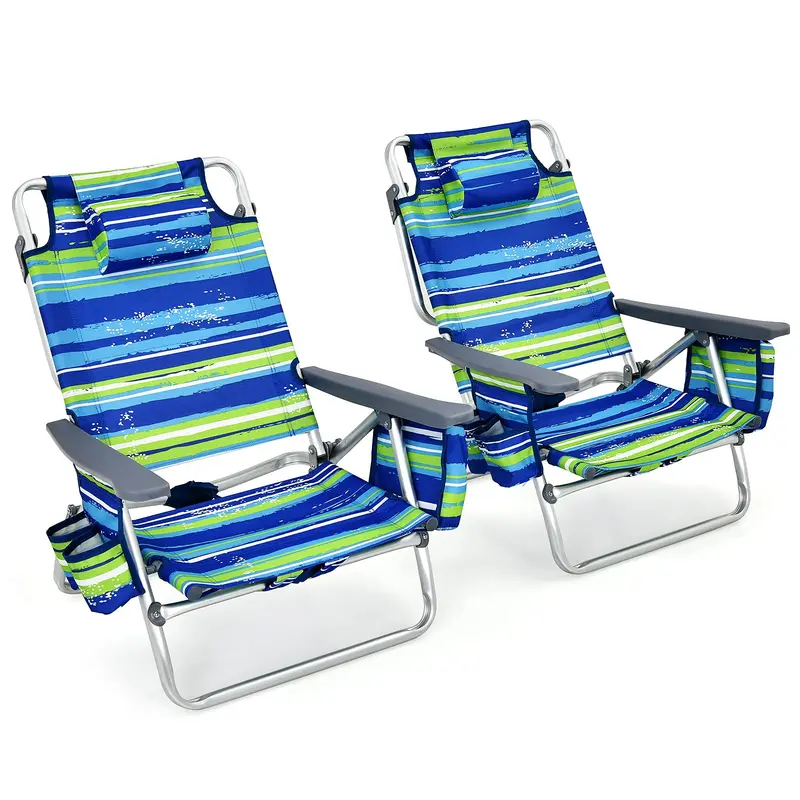 Twin Backpack Beach Chairs – Portable Camping Chairs Featuring Integrated Cooler Bags and Cup Holders