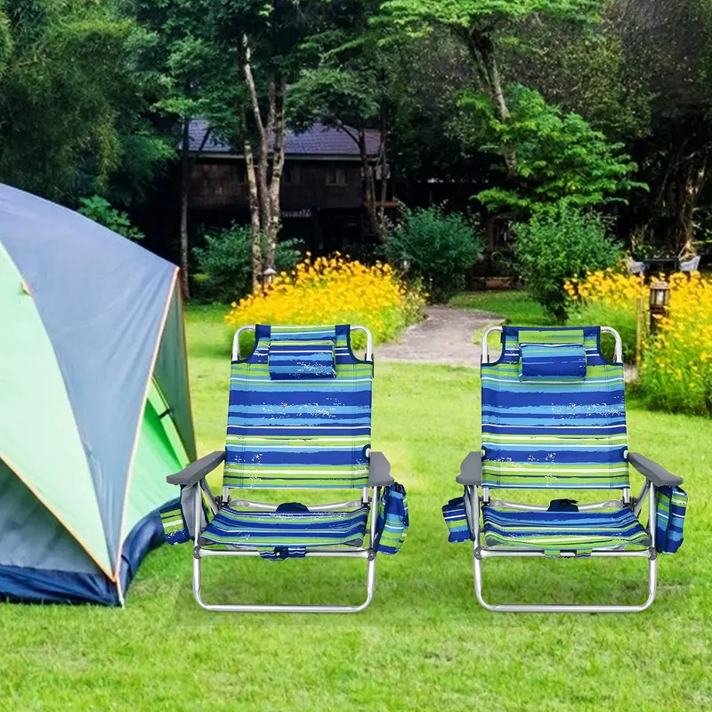 Twin Backpack Beach Chairs – Portable Camping Chairs Featuring Integrated Cooler Bags and Cup Holders 2