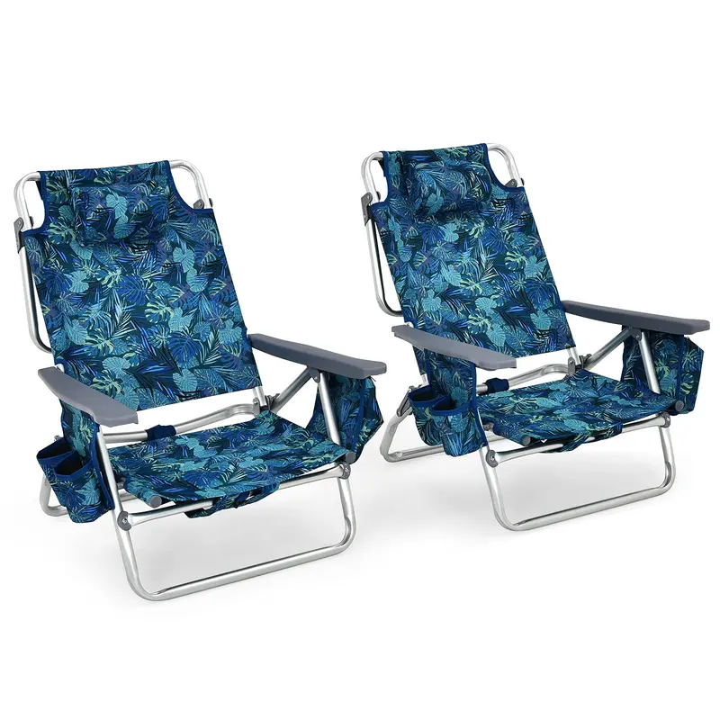 Twin Backpack Beach Chairs – Portable Camping Chairs Featuring Integrated Cooler Bags and Cup Holders