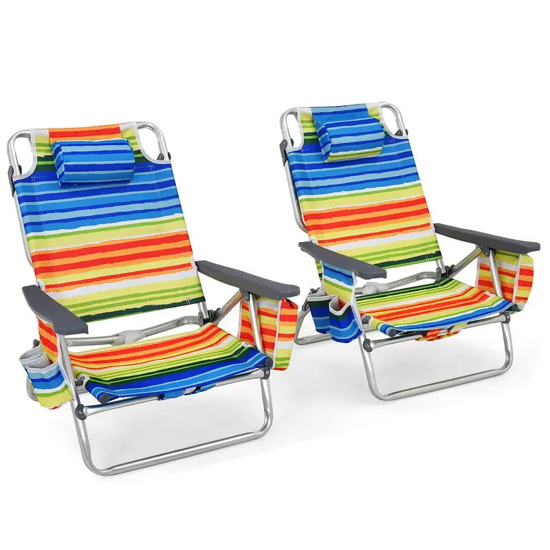Twin Backpack Beach Chairs – Portable Camping Chairs Featuring Integrated Cooler Bags and Cup Holders