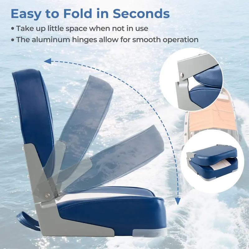 Twin Folding Marine Boat Seats – Corrosion-Resistant Aluminum Hinges & Stainless Steel Hardware
