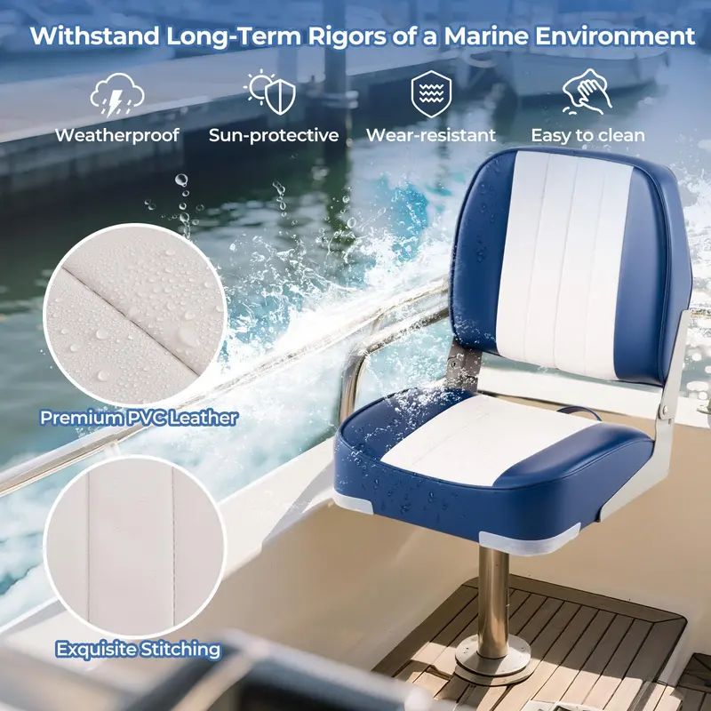 Twin Folding Marine Boat Seats – Corrosion-Resistant Aluminum Hinges & Stainless Steel Hardware