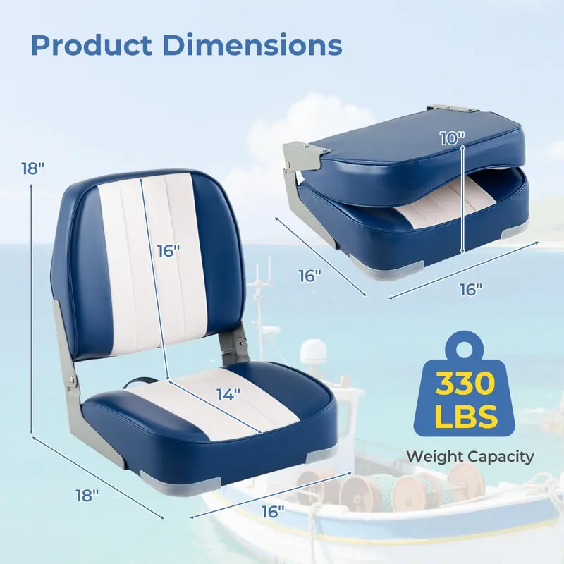 Twin Folding Marine Boat Seats – Corrosion-Resistant Aluminum Hinges & Stainless Steel Hardware