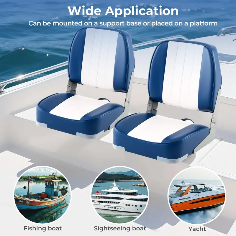 Twin Folding Marine Boat Seats – Corrosion-Resistant Aluminum Hinges & Stainless Steel Hardware