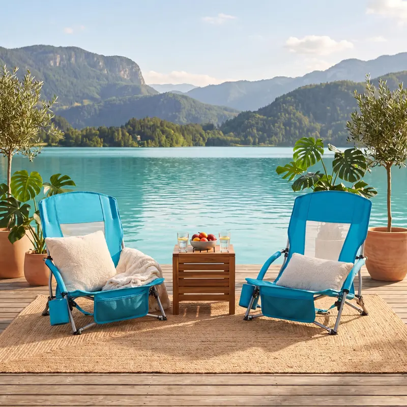 Two-Pack Lightweight Folding Beach Chairs – Compact, Low-Profile Camp Seating Designed for Adult Use 2