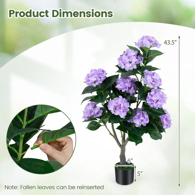 Two-Piece Artificial Hydrangea Tree Set – 11-Bloom Arrangement in Decorative Nursery Pots