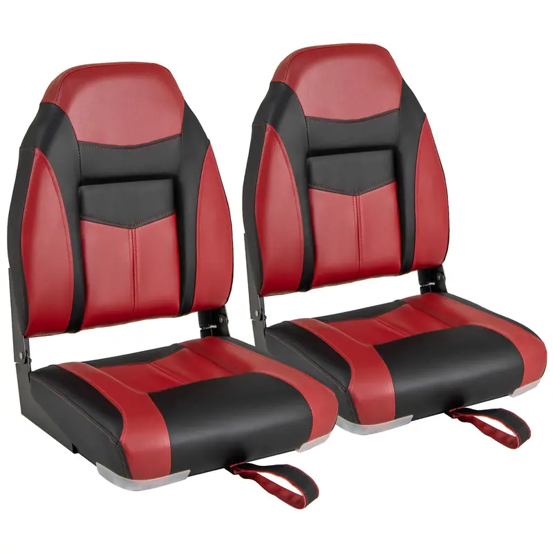 Two-Piece Marine Folding Boat Seat Set – High-Back Cushioned Seats Built for Boating Environments