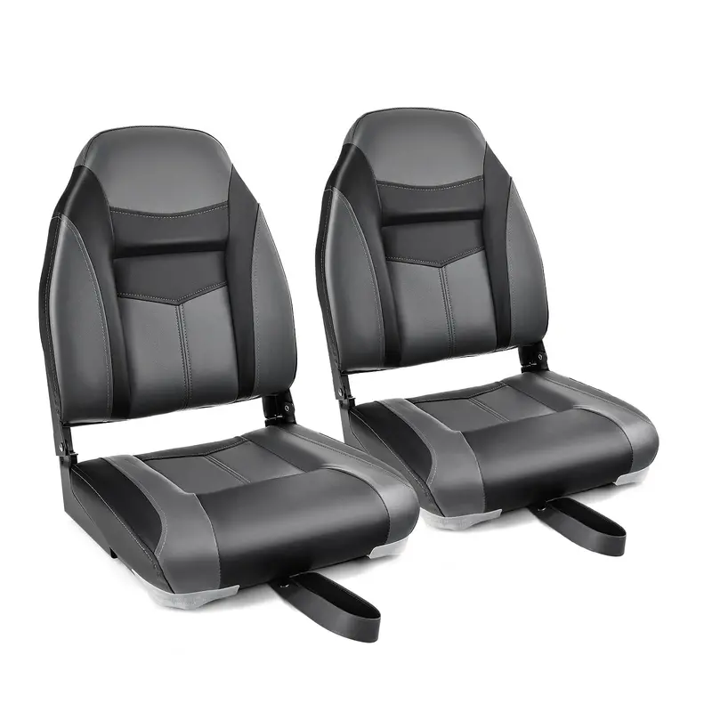 Two-Piece Marine Folding Boat Seat Set – High-Back Cushioned Seats Built for Boating Environments