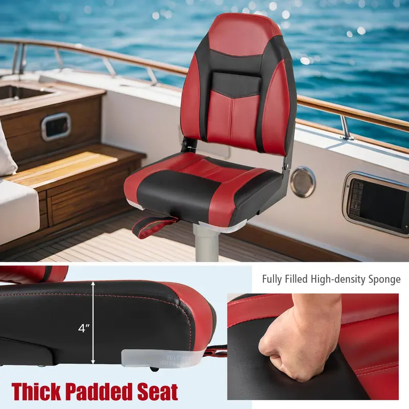 Two-Piece Marine Folding Boat Seat Set – High-Back Cushioned Seats Built for Boating Environments