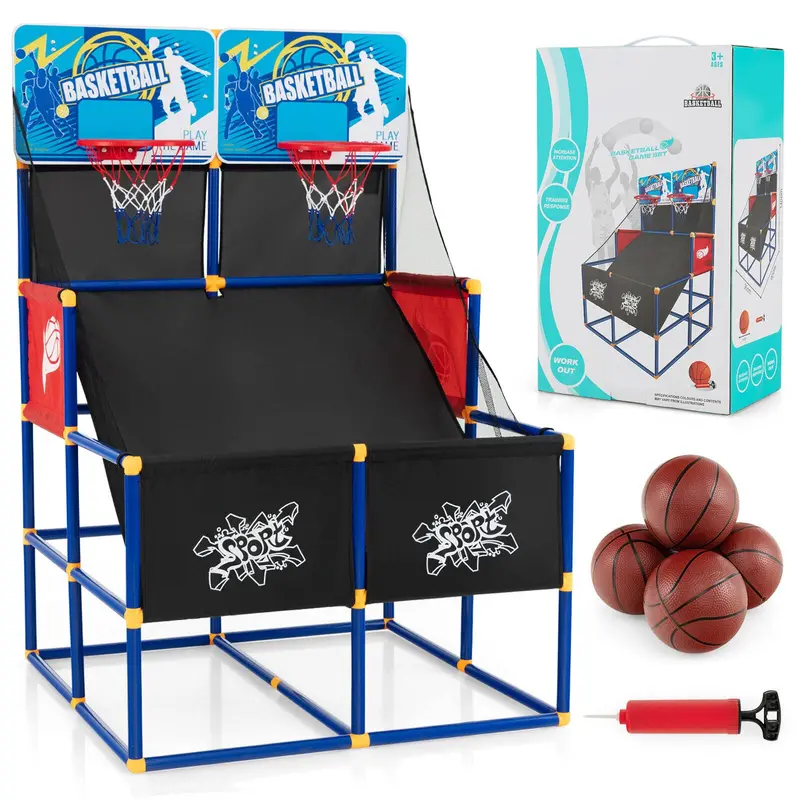 Two-Player Kids’ Basketball Arcade Game with 4 Practice Balls and Built-In Air Pump