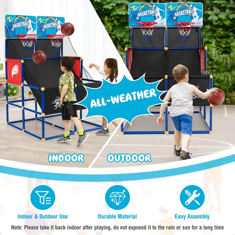 Two-Player Kids’ Basketball Arcade Game with 4 Practice Balls and Built-In Air Pump