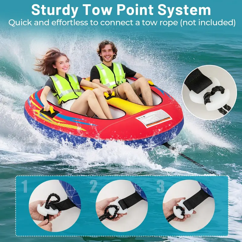 Two-Rider Inflatable Tow Tube for Boating and Water Recreation—Durable, Stable, and Easy to Inflate
