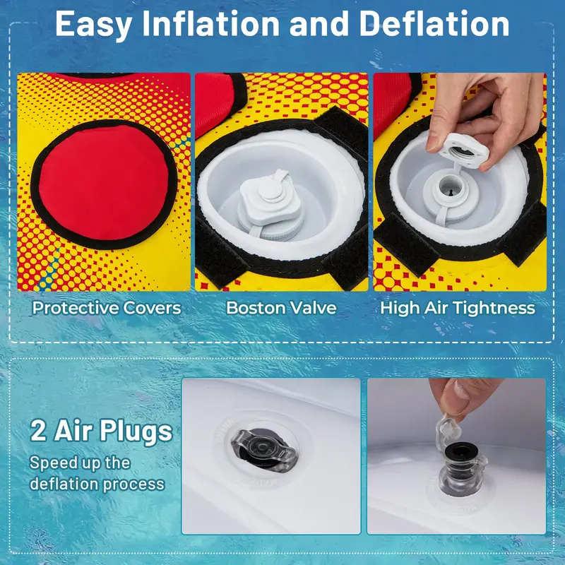 Two-Rider Inflatable Tow Tube for Boating and Water Recreation—Durable, Stable, and Easy to Inflate