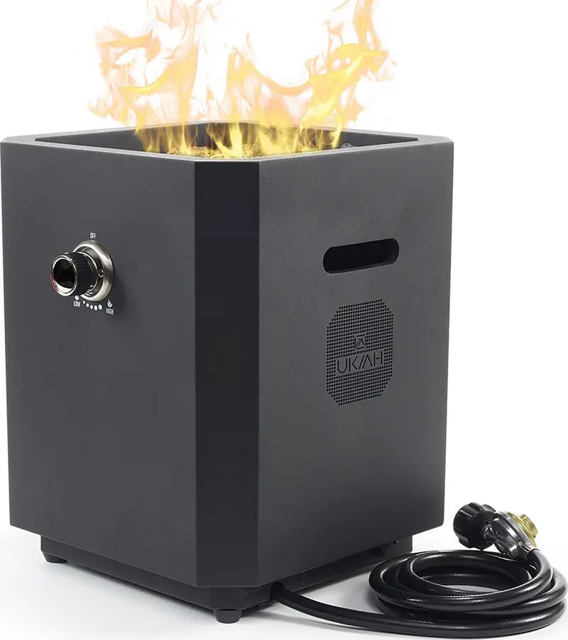 Ukiah Note Portable Propane Fire Pit – Bluetooth Speaker Integration, Beat-Sync RGB Lighting, and All-in-One Outdoor Entertainment Hub
