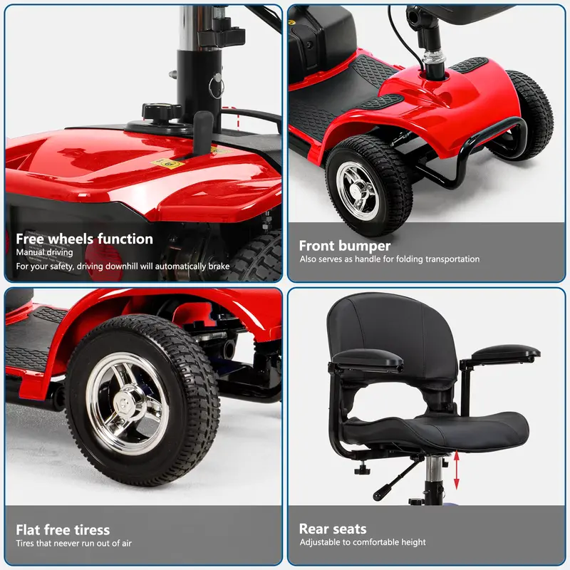 UltraLite A898 Portable 4-Wheel Mobility Scooter – Lightweight Design with 14-Mile Range
