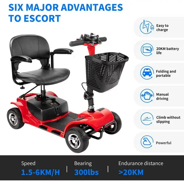 UltraLite A898 Portable 4-Wheel Mobility Scooter – Lightweight Design with 14-Mile Range