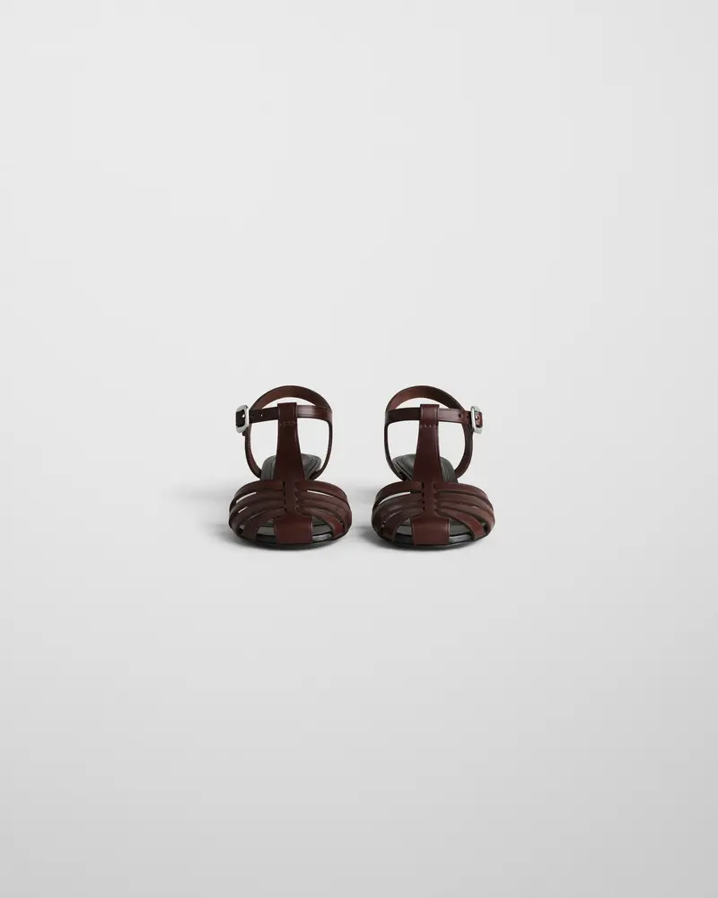 Umber Leather Fisherman Sandal With Mini Kitten Heel 2