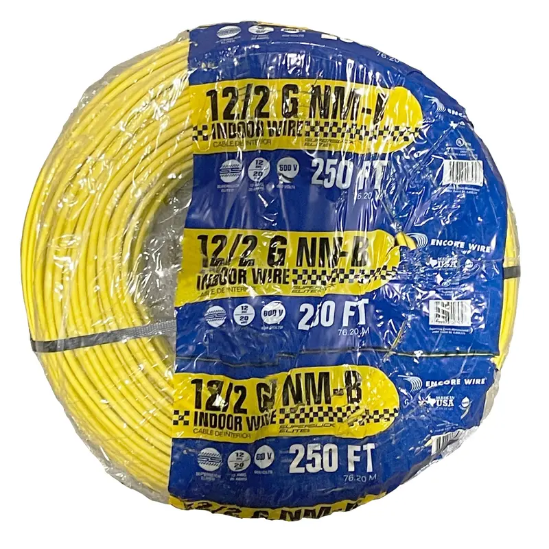 Unbranded 12/2 AWG NM-B Indoor Electrical Cable – 250-Foot White Copper Grounded Wiring