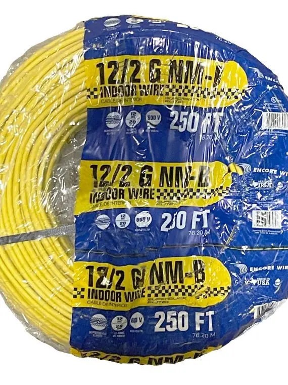 Unbranded 12/2 AWG NM-B Indoor Electrical Cable – 250-Foot White Copper Grounded Wiring