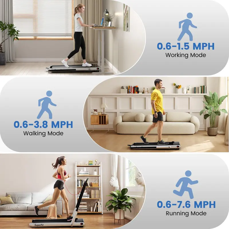 Under-Desk Walking Treadmill — Compact 340-LB Capacity Pad with Handlebar and Smart App Sync 2