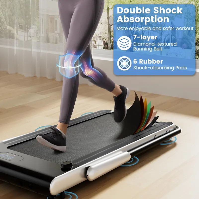 Under-Desk Walking Treadmill — Compact 340-LB Capacity Pad with Handlebar and Smart App Sync