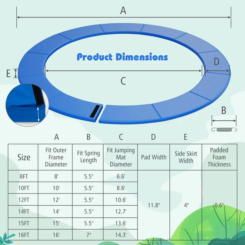Universal Hole-Free Trampoline Pad for Pole-Supported Frames