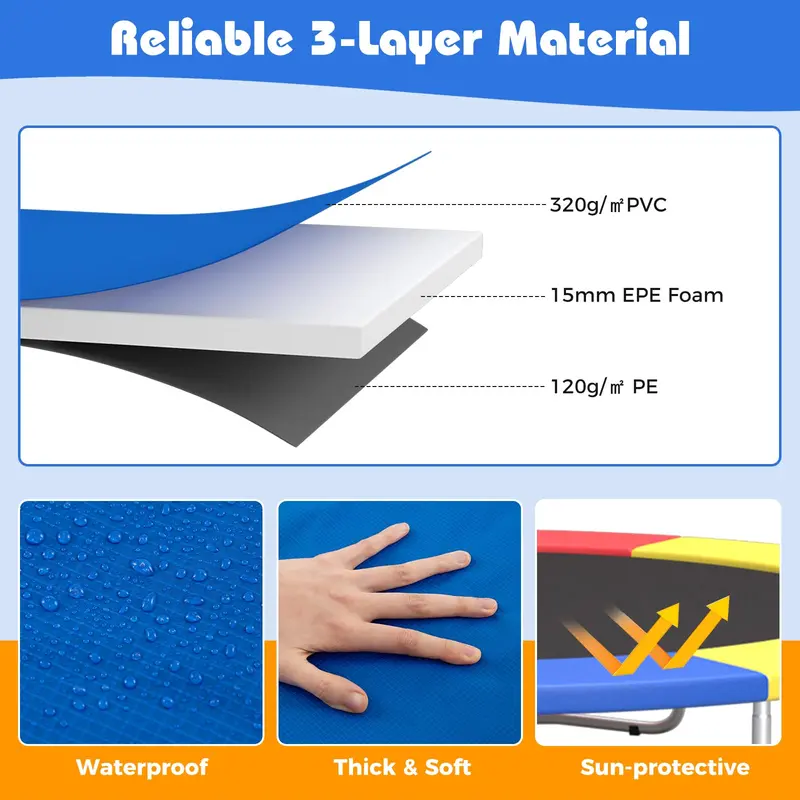 Universal Hole-Free Trampoline Pad for Pole-Supported Frames