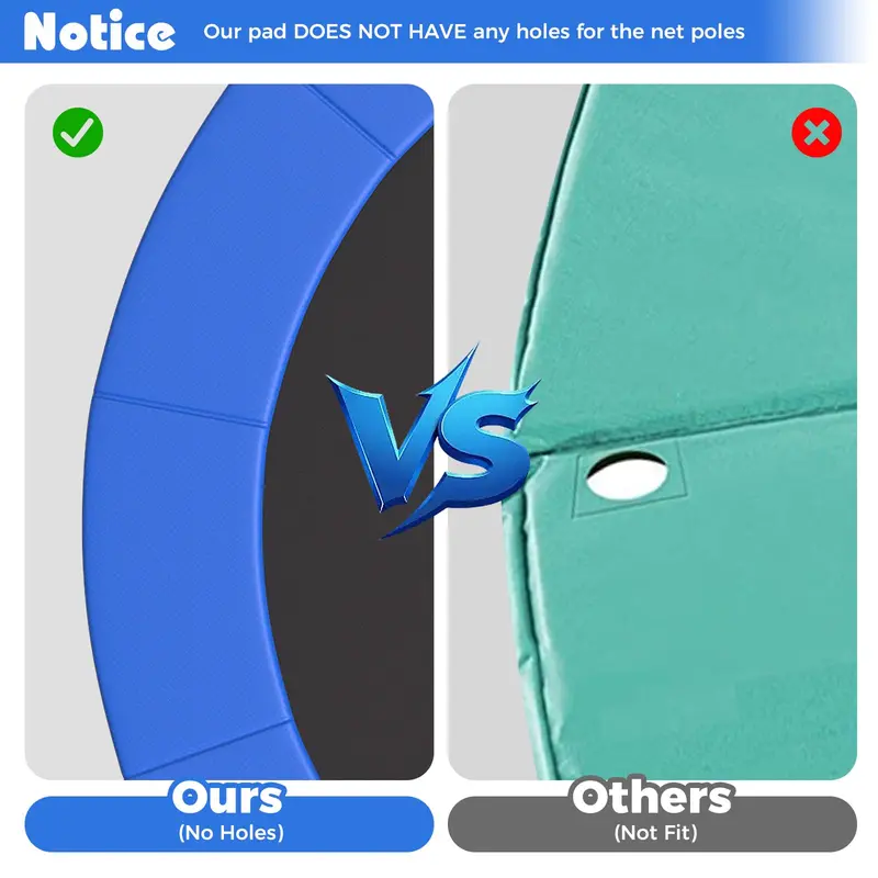 Universal Hole-Free Trampoline Pad for Pole-Supported Frames