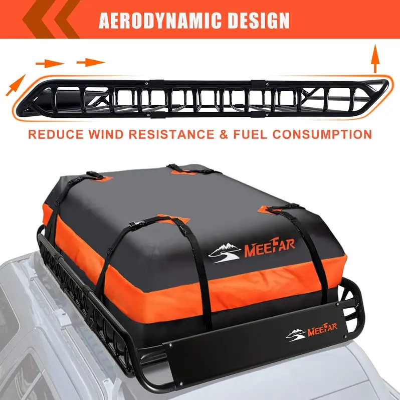Universal Roof Rack Cargo Basket – 51" x 36" x 5" Steel Mesh Tray with Waterproof Storage Bag