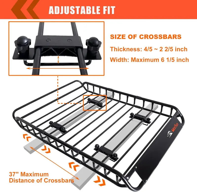 Universal Roof Rack Cargo Basket – 51" x 36" x 5" Steel Mesh Tray with Waterproof Storage Bag