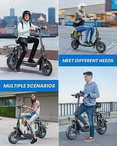 URBANMAX C1 Foldable Electric Scooter with Seat – 450W Motor, 22-Mile Range, 12-Inch Tires for Adult Commuters