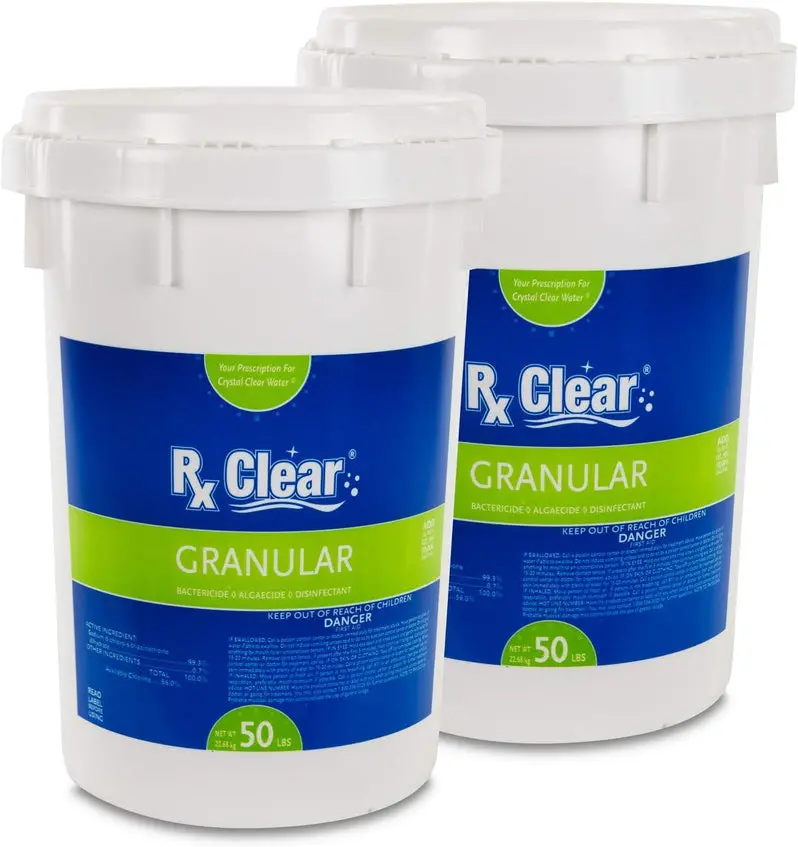 UV-Stabilized Fast-Dissolving Granular Chlorine – 50-Lb Bucket for Effective Pool & Spa Sanitization and Algae Prevention