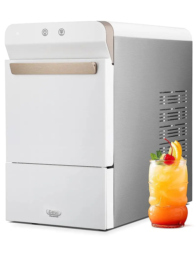 V2.0 Countertop Nugget Ice Maker – Stainless Steel Pellet Ice Machine with Self-Cleaning & Open-Pour Refill