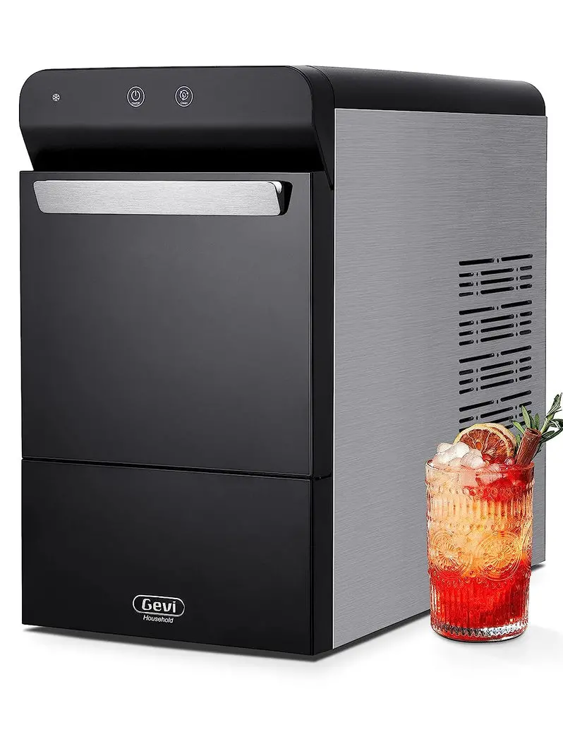 V2.0 Countertop Nugget Ice Maker – Stainless Steel Pellet Ice Machine with Self-Cleaning & Open-Pour Refill