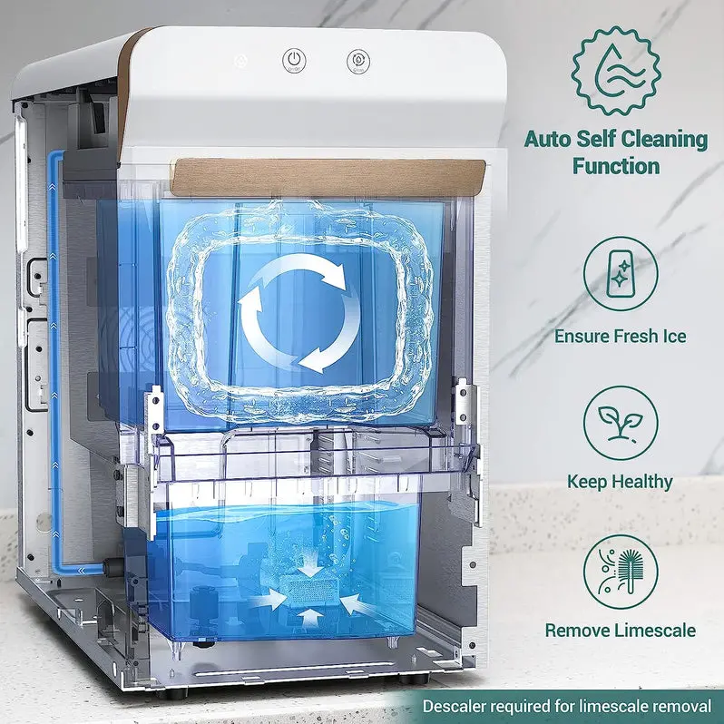V2.0 Countertop Nugget Ice Maker – Stainless Steel Pellet Ice Machine with Self-Cleaning & Open-Pour Refill