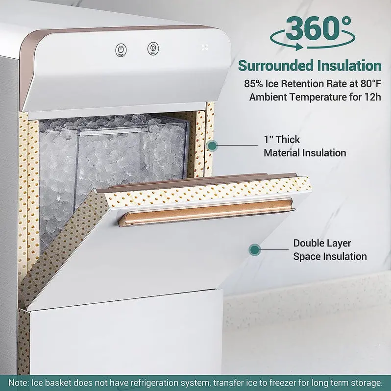 V2.0 Countertop Nugget Ice Maker – Stainless Steel Pellet Ice Machine with Self-Cleaning & Open-Pour Refill