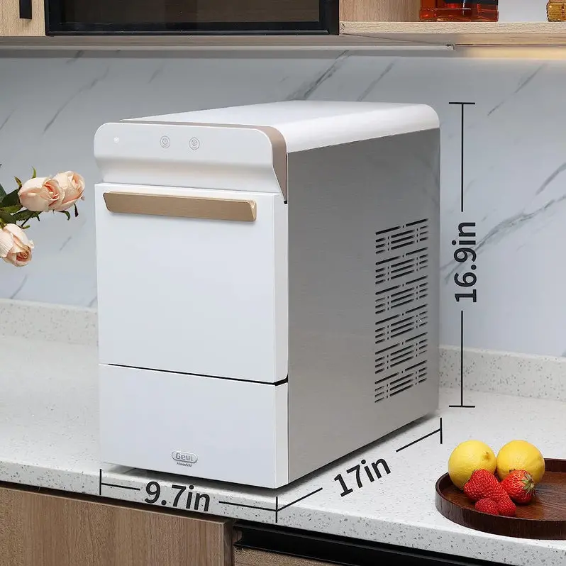 V2.0 Countertop Nugget Ice Maker – Stainless Steel Pellet Ice Machine with Self-Cleaning & Open-Pour Refill
